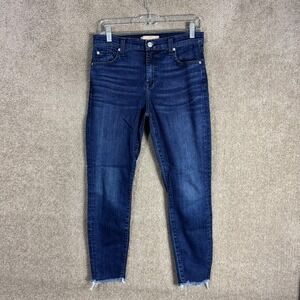 7 For All Mankind Jeans Womens 28 Blue Luxe Vintage The Ankle Skinny Raw Hem